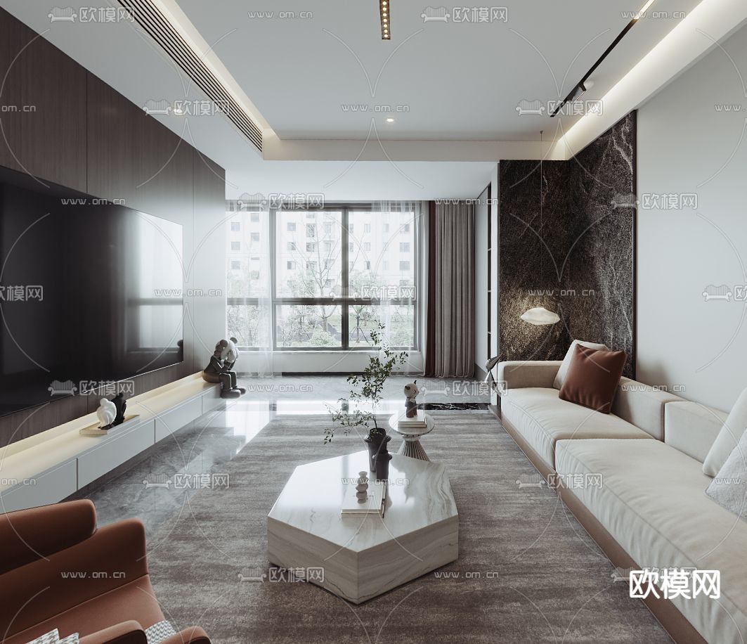现代客餐厅cr全景3d模型