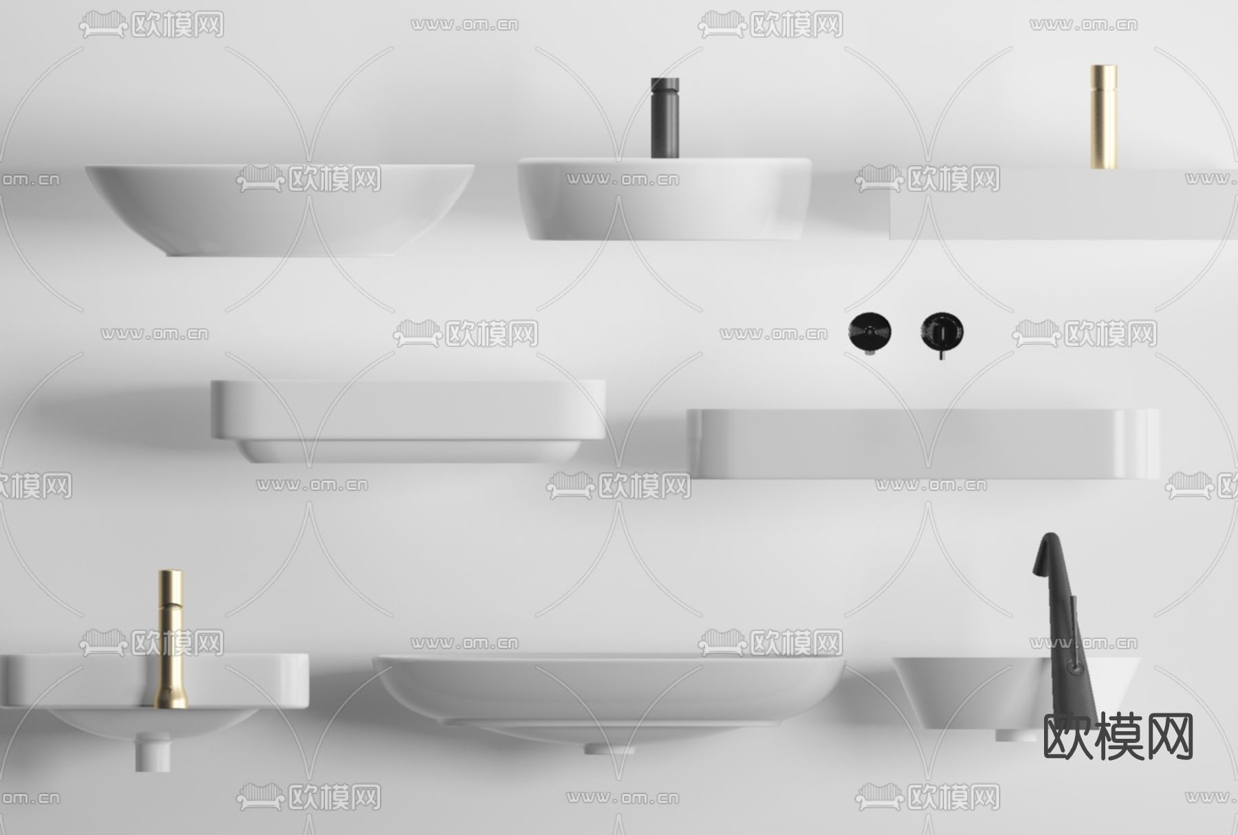 现代洗手台台盆免费3d模型下载