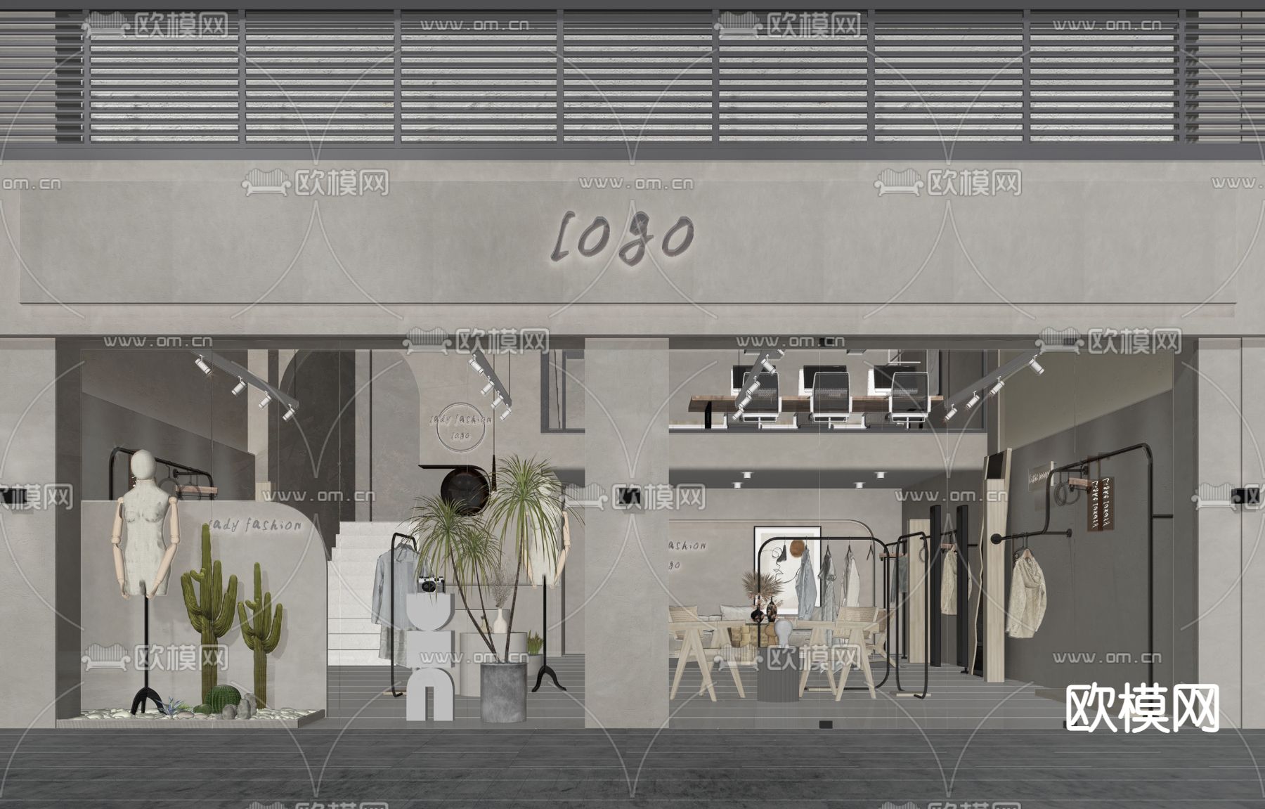 侘寂风女装服装店su模型