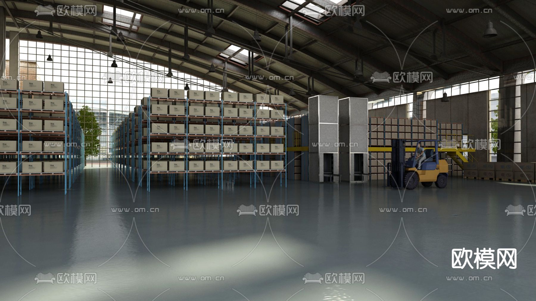 现代仓库3d模型