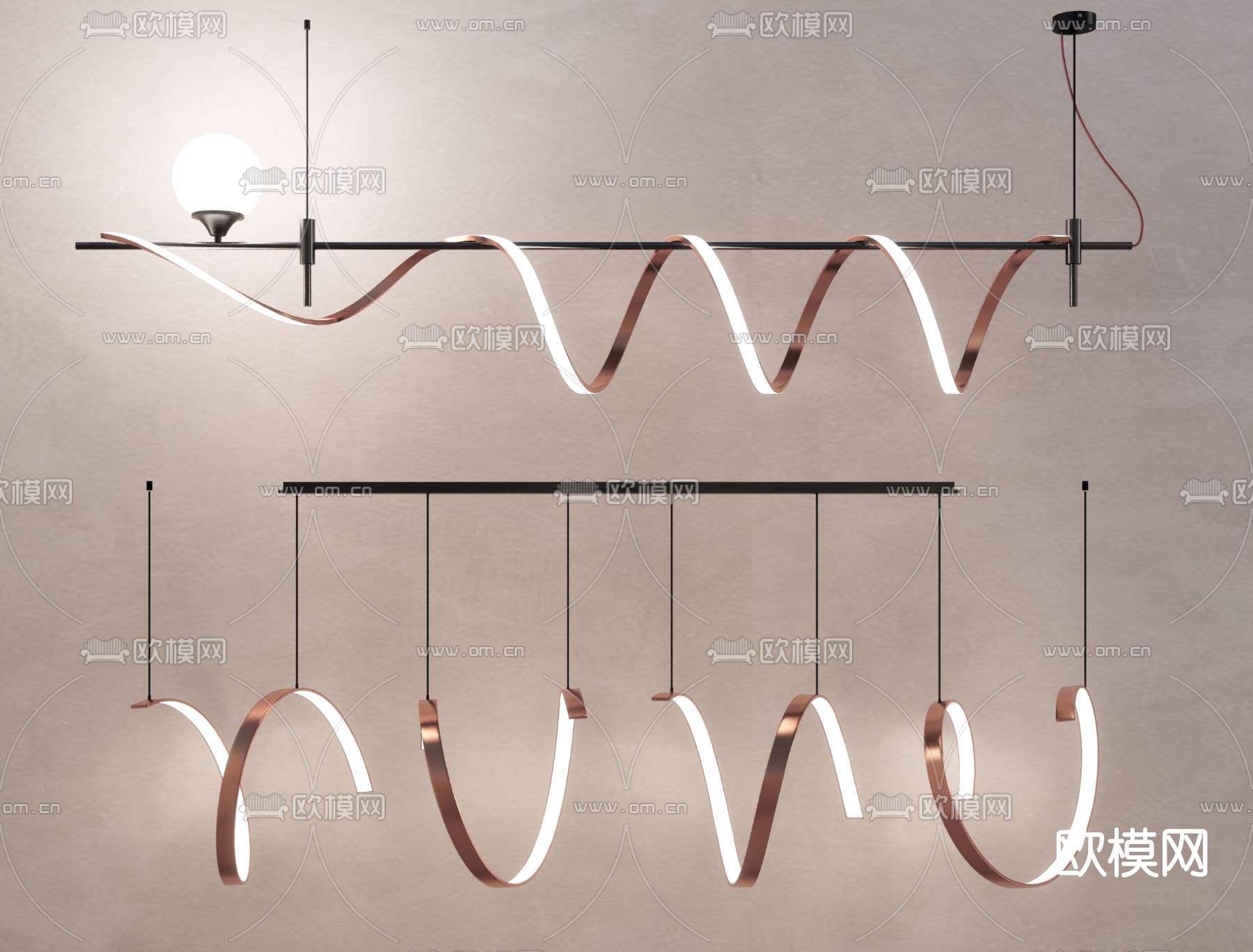 现代时尚吊灯su模型下载（渲染图1）
