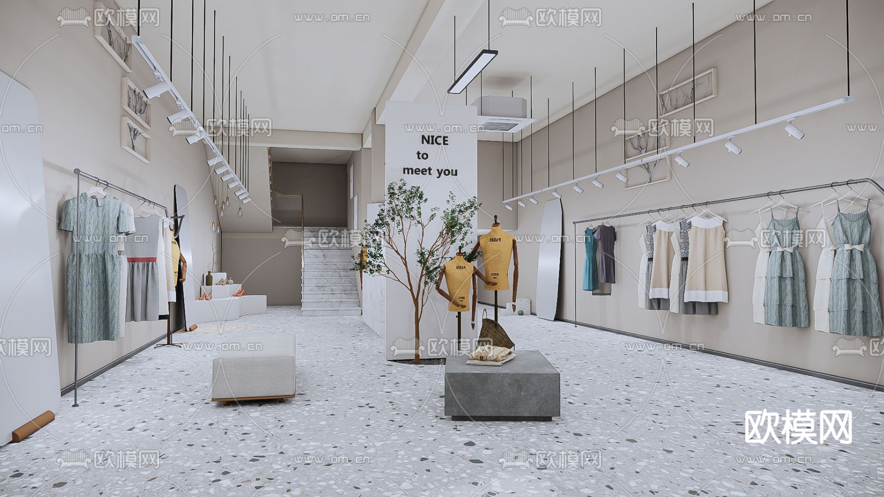 侘寂风女装店su模型下载（渲染图1）
