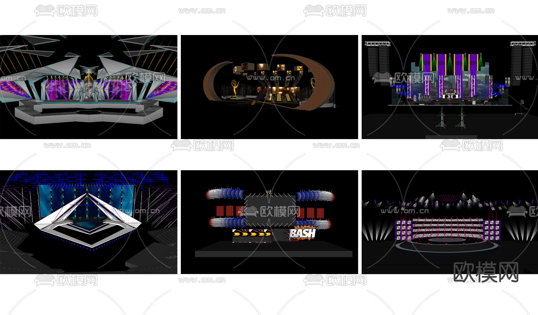 现代室外钢架灯光表演舞台su模型下载