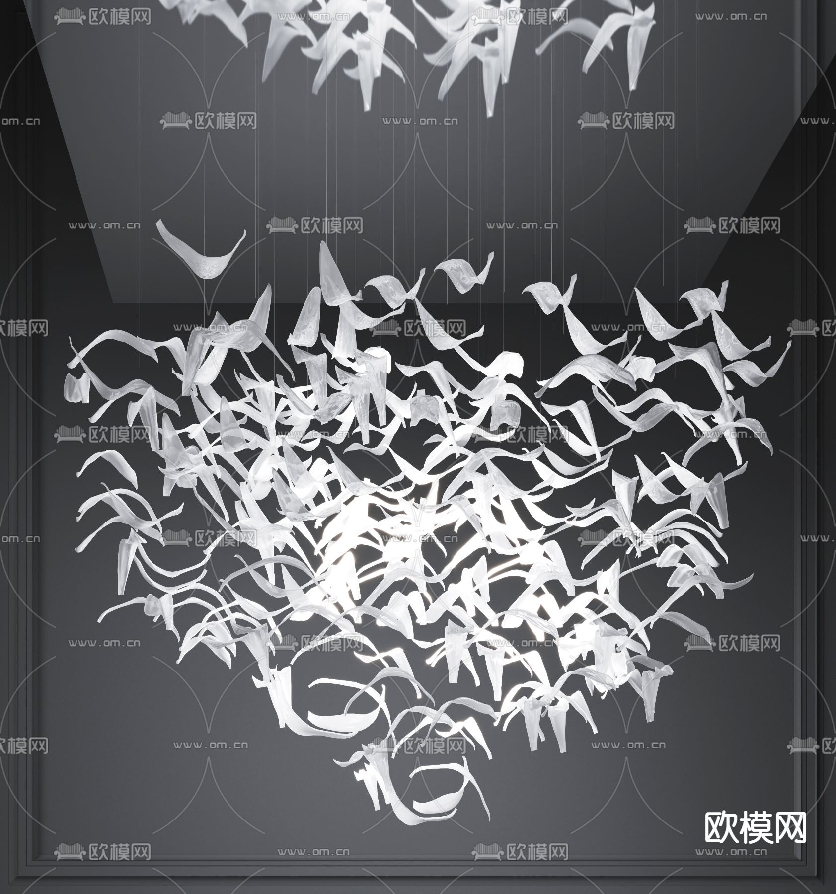 现代羽毛装饰吊灯3d模型