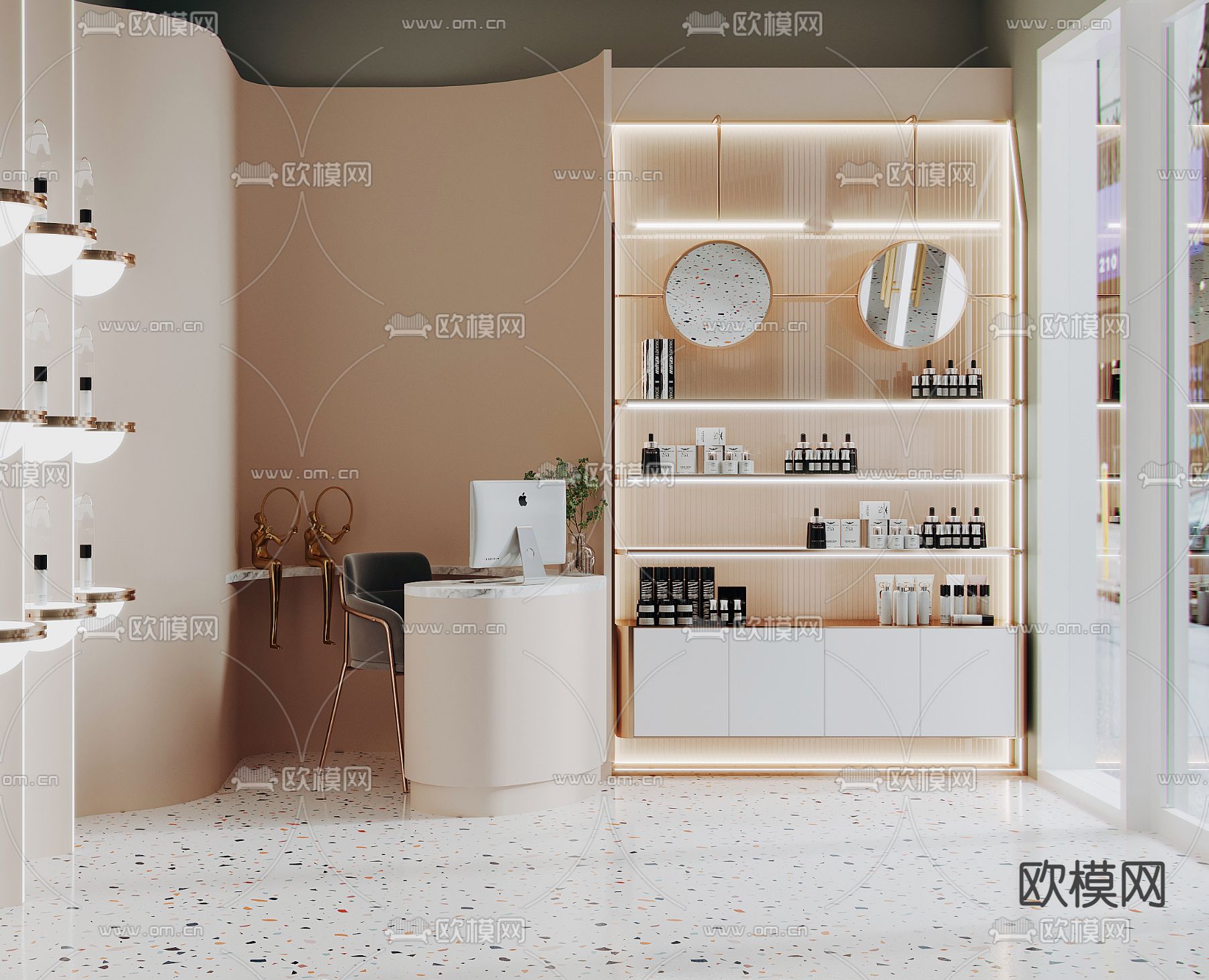 现代轻奢美妆店3d模型