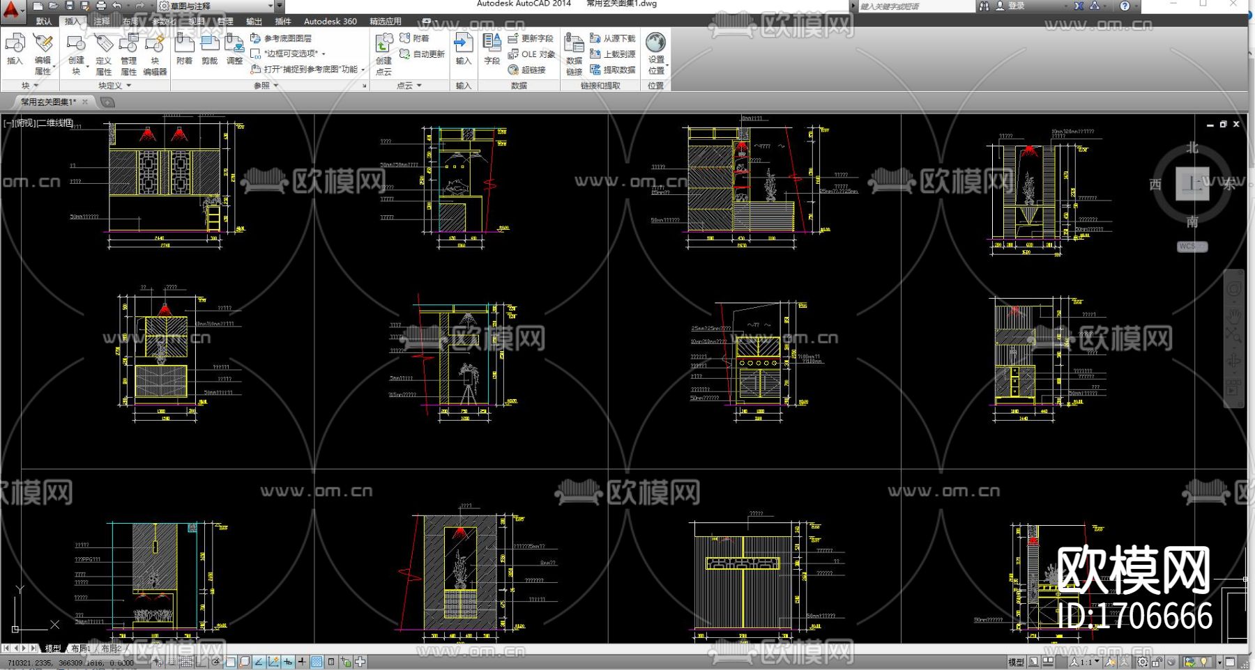 常用玄关cad图库下载（渲染图2）