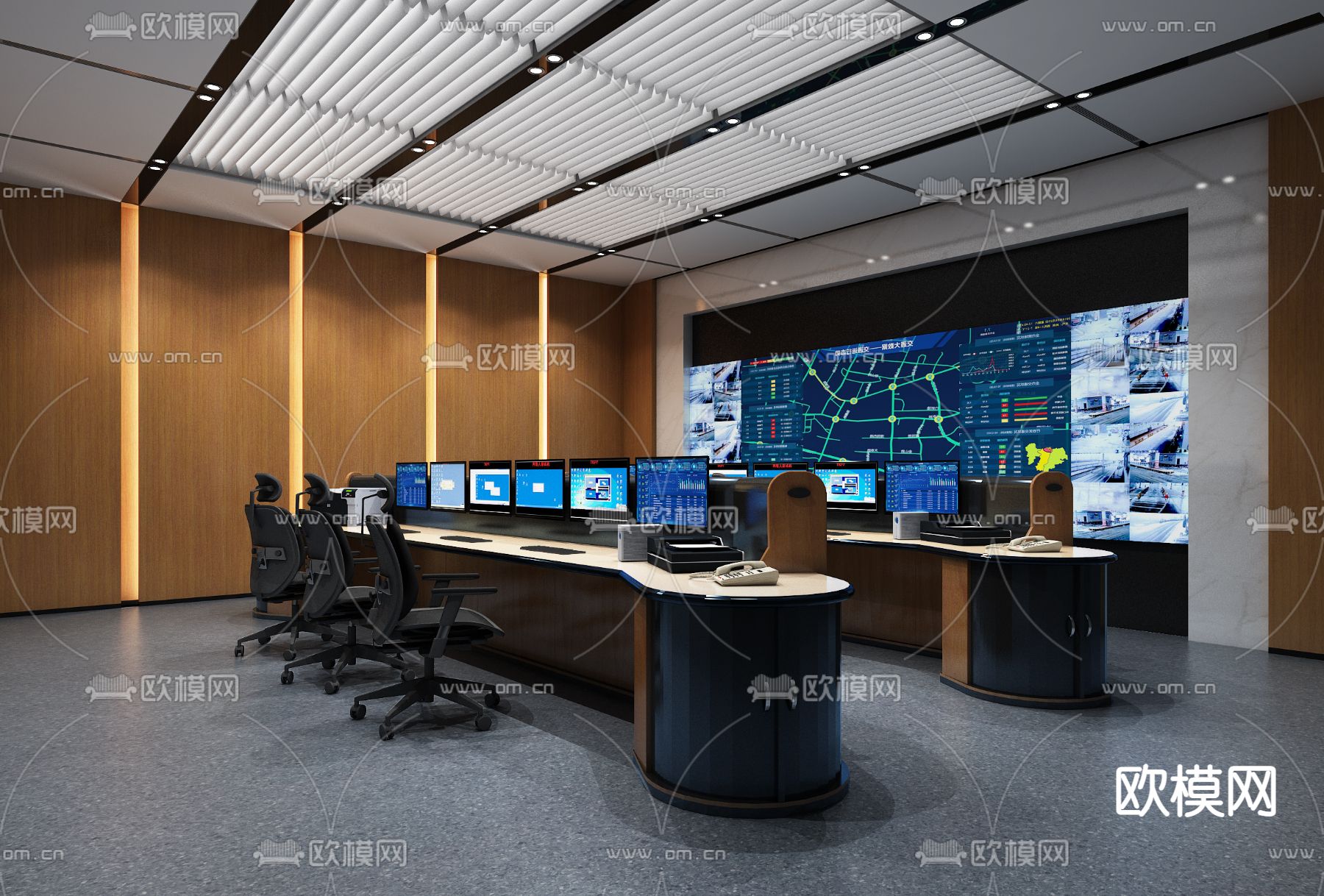 现代监控室3d模型下载