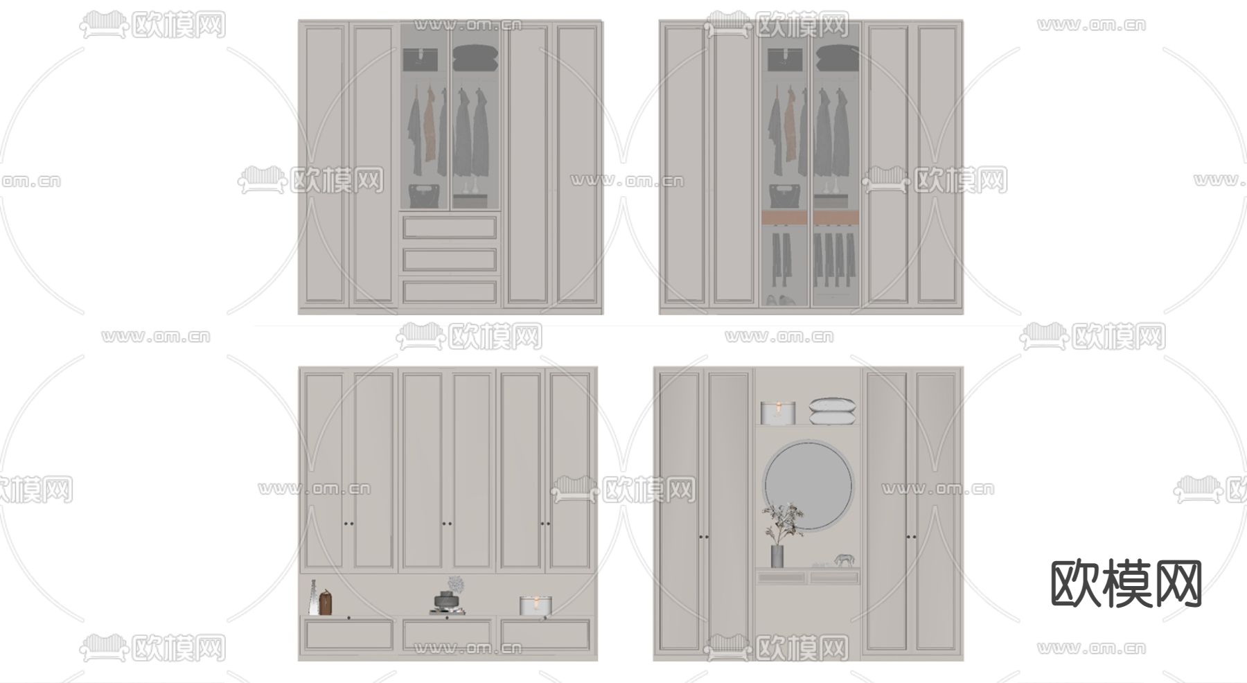 美式衣柜su模型下载（渲染图2）