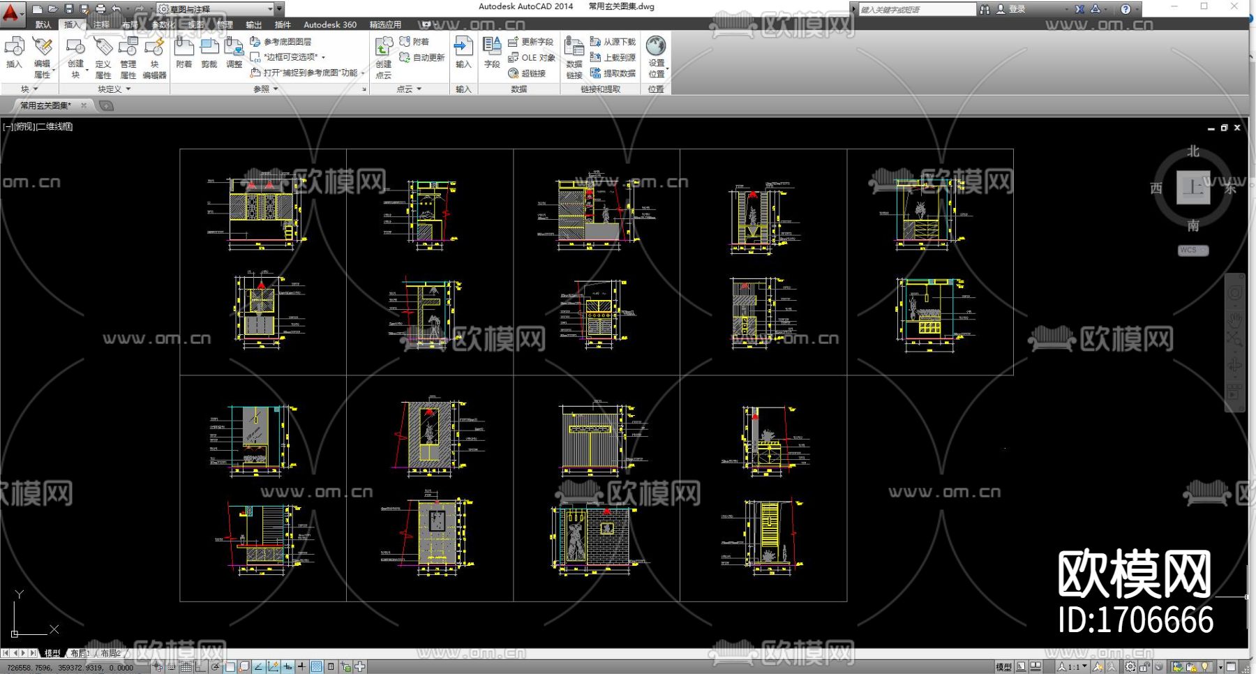 常用玄关cad图库下载（渲染图3）