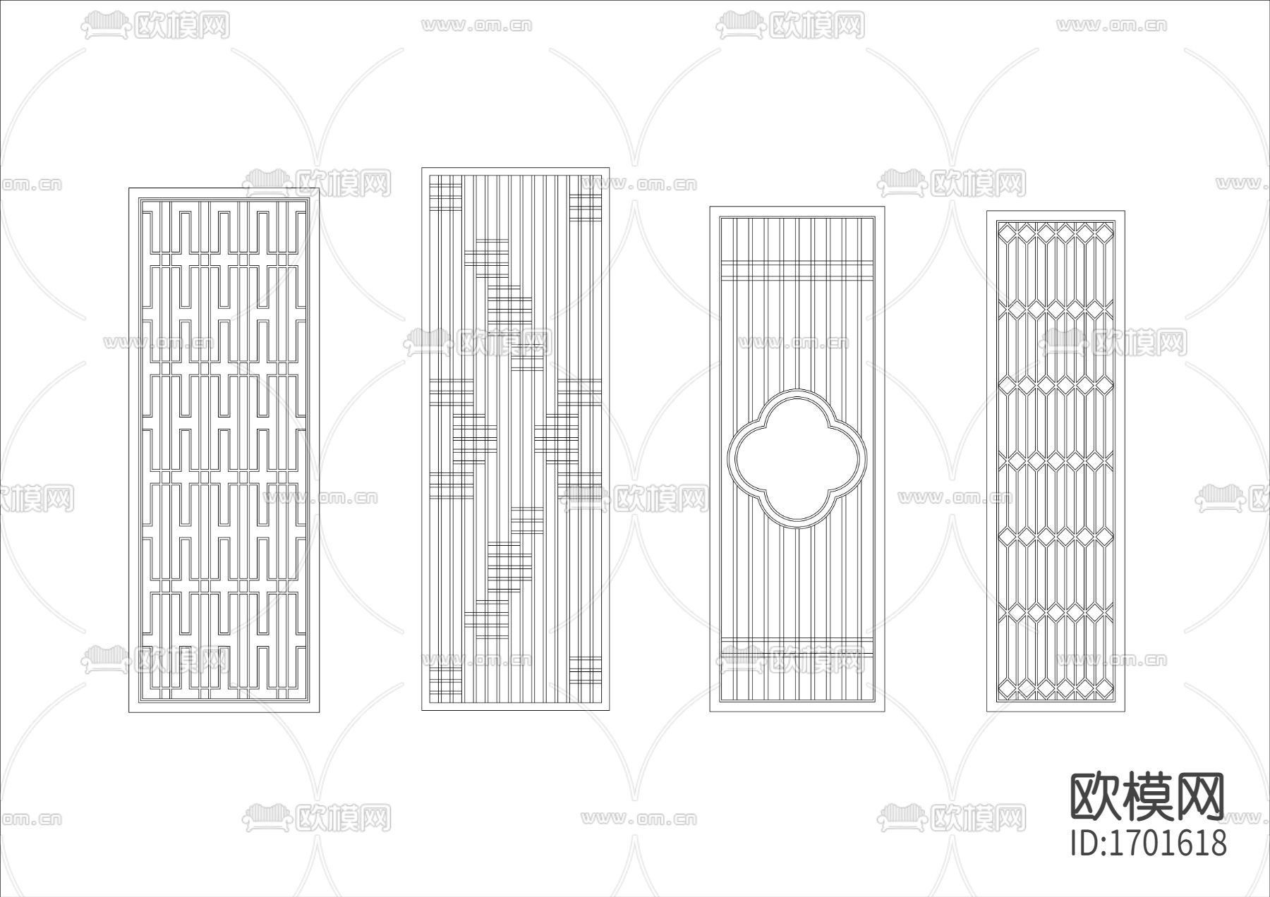 现代屏风花格隔断CAD施工图