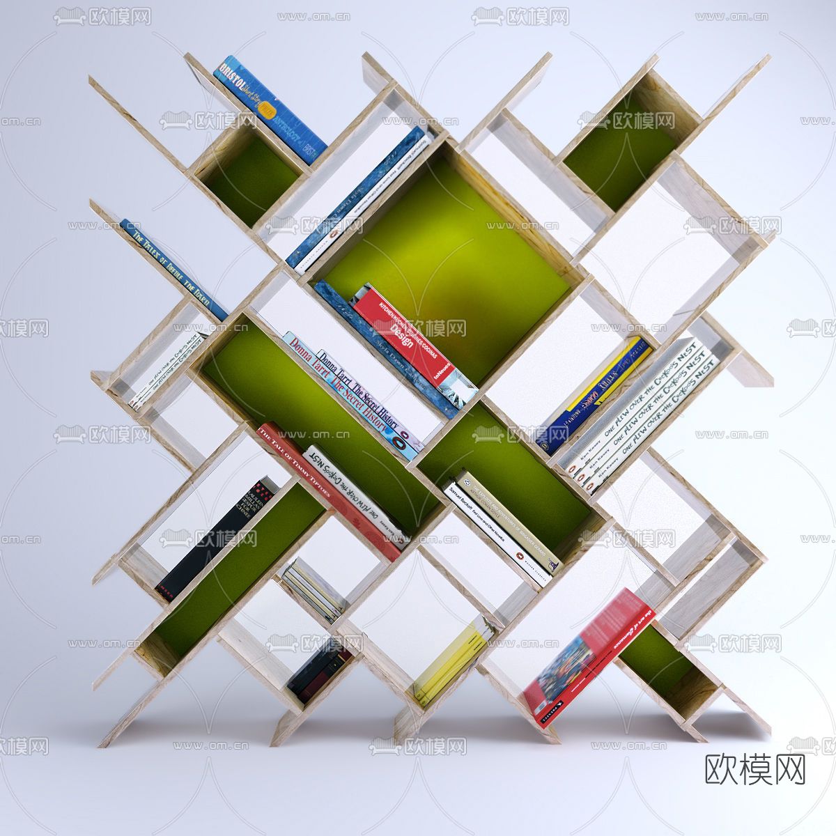 现代创意书架免费3d模型下载