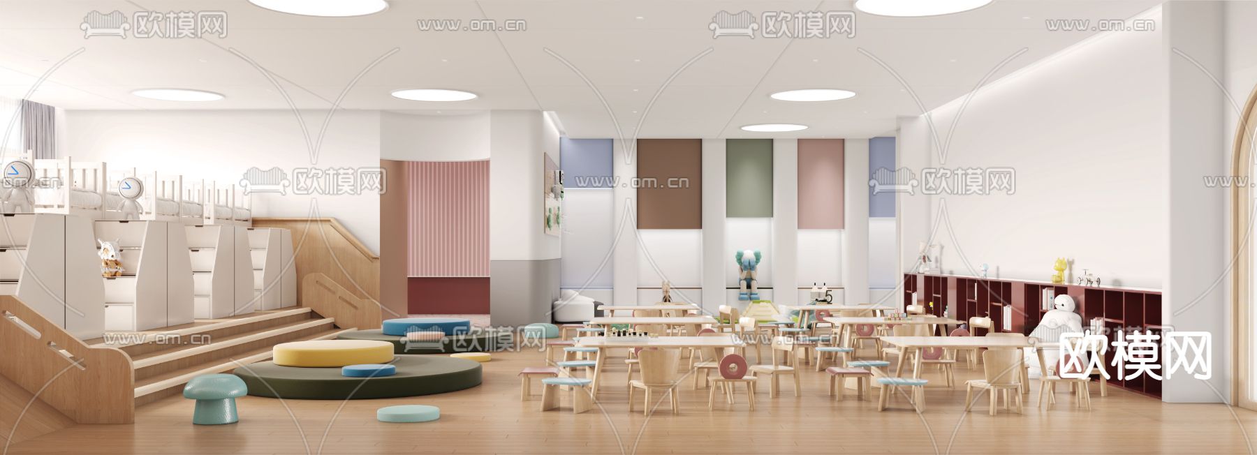 现代幼儿园教室3d模型下载（渲染图1）