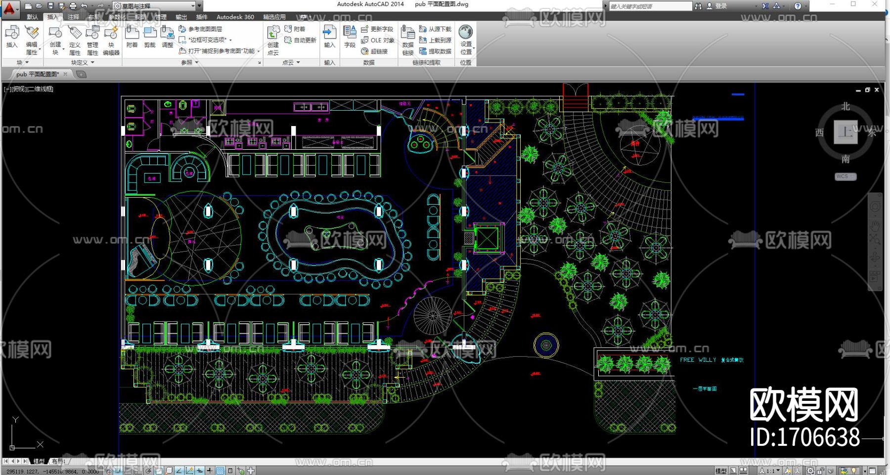 环境平面配置cad施工图下载（渲染图1）