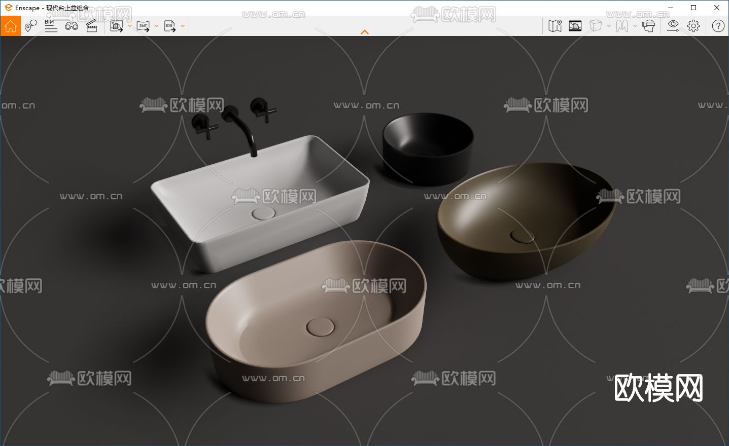 现代洗手台台盆su模型