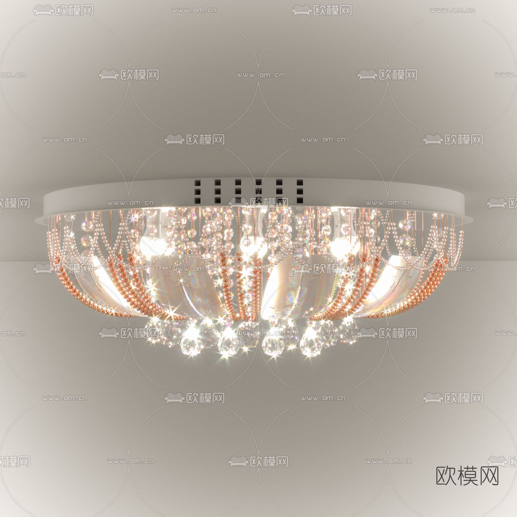 现代水晶吸顶灯免费3d模型下载
