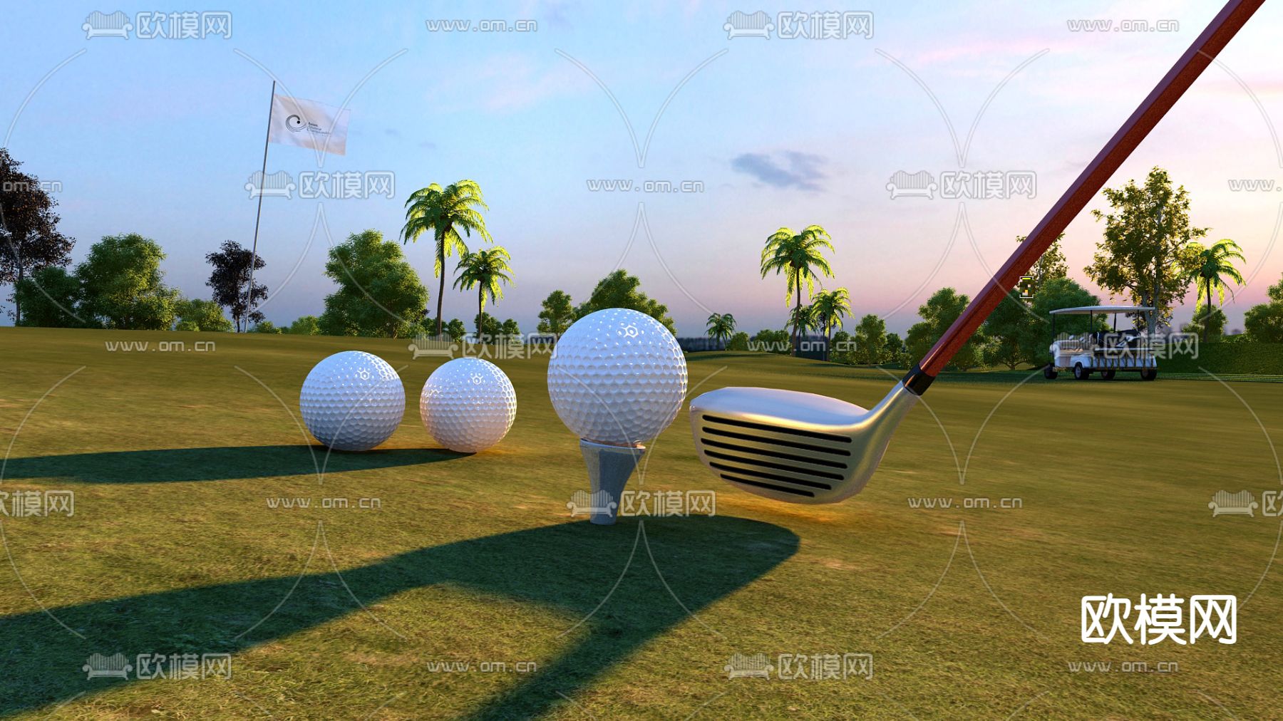 现代高尔夫球杆套装3d模型