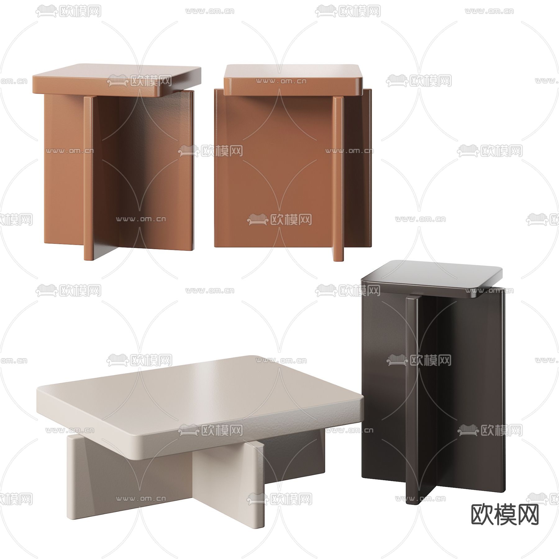 现代茶几边几角几3d模型