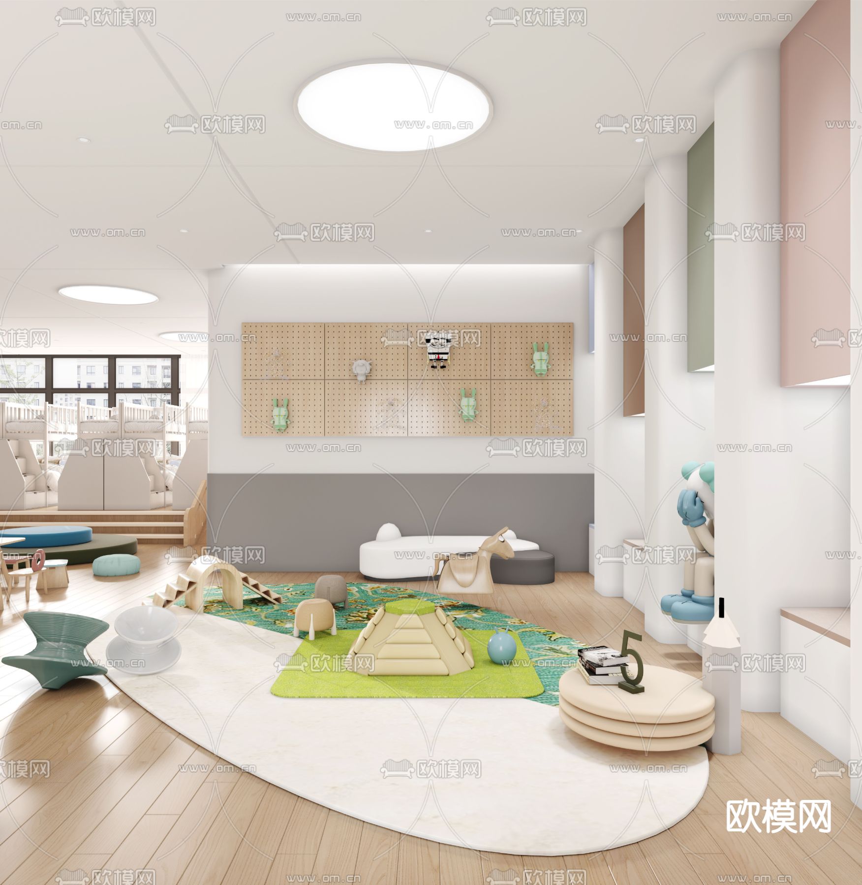 现代幼儿园教室3d模型下载（渲染图2）