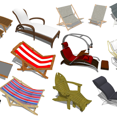  现代躺椅休闲椅su模型 