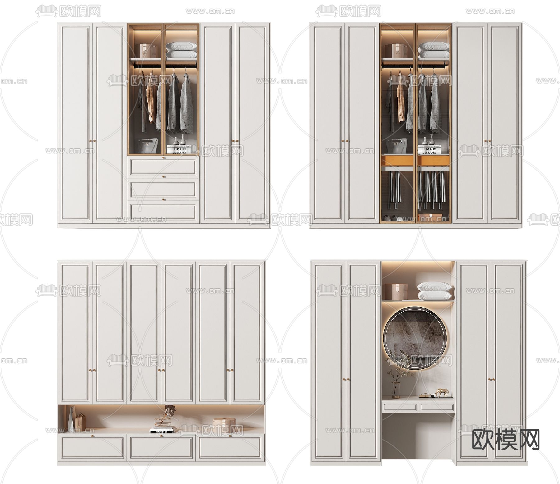 美式衣柜su模型下载（渲染图1）