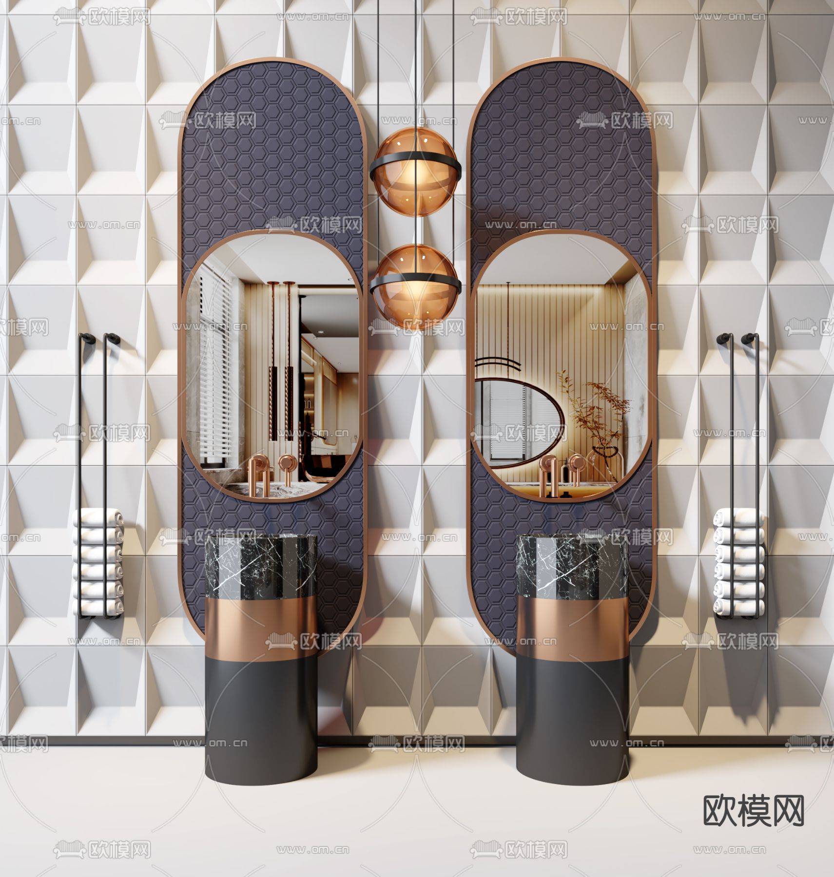 现代轻奢洗手台3d模型下载