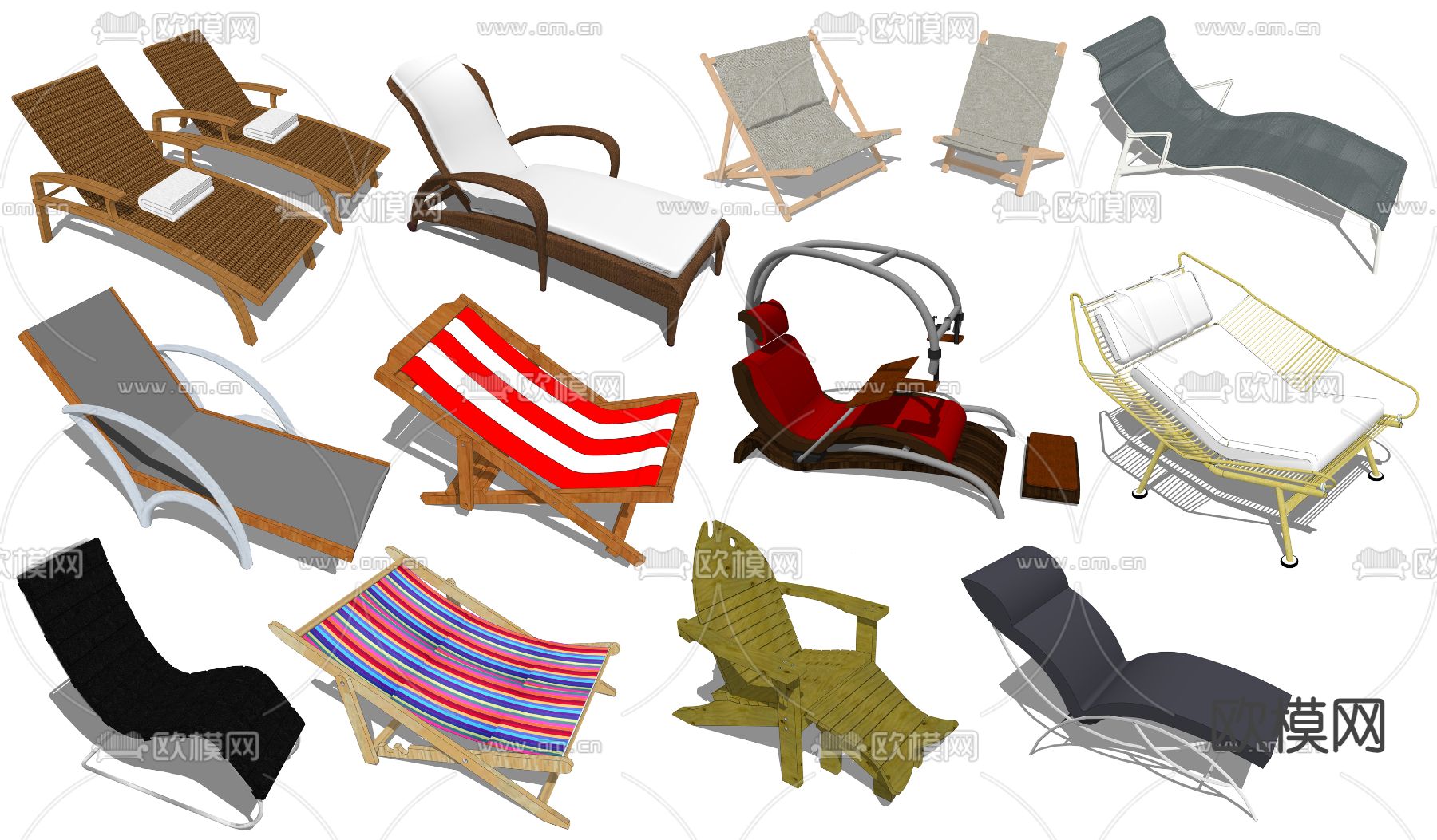 现代躺椅休闲椅su模型下载