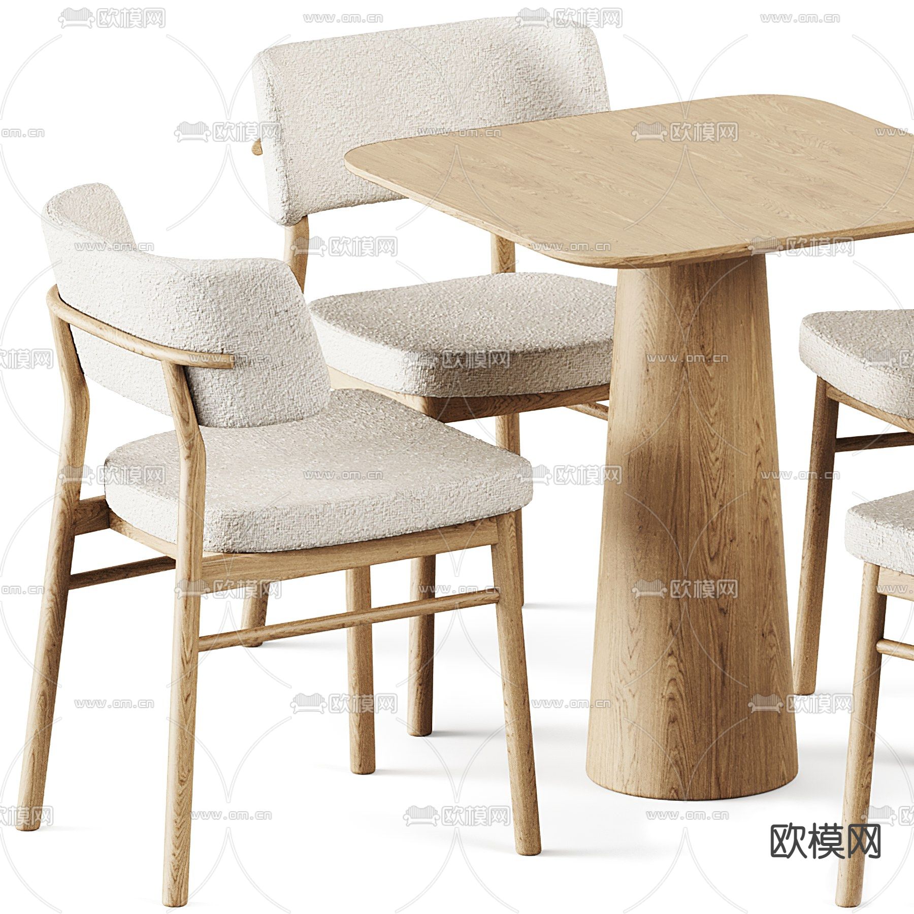 北欧实木休闲桌椅3d模型下载（渲染图2）