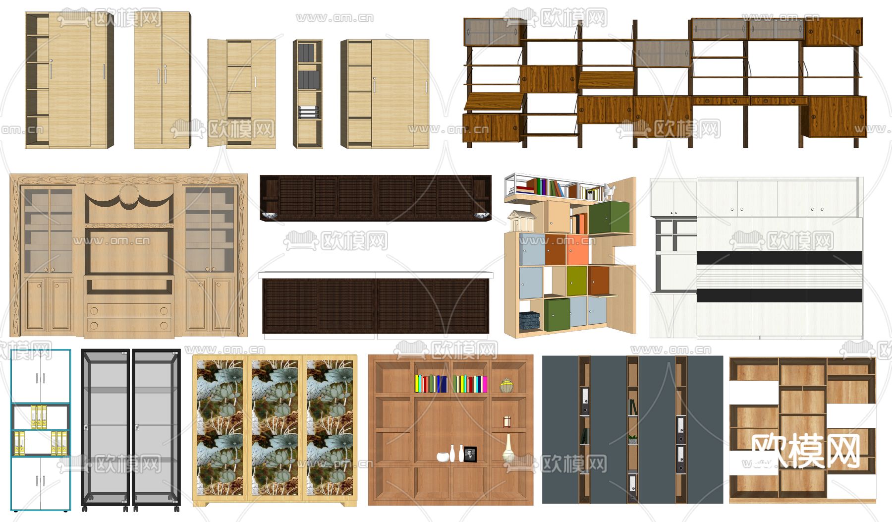 现代储物柜装饰柜su模型下载