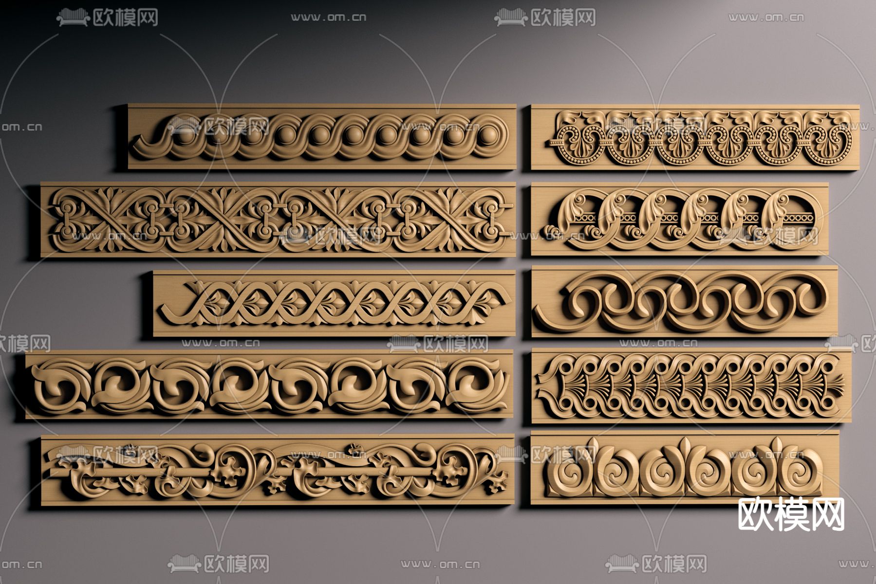 东南亚石膏雕花线条3d模型下载