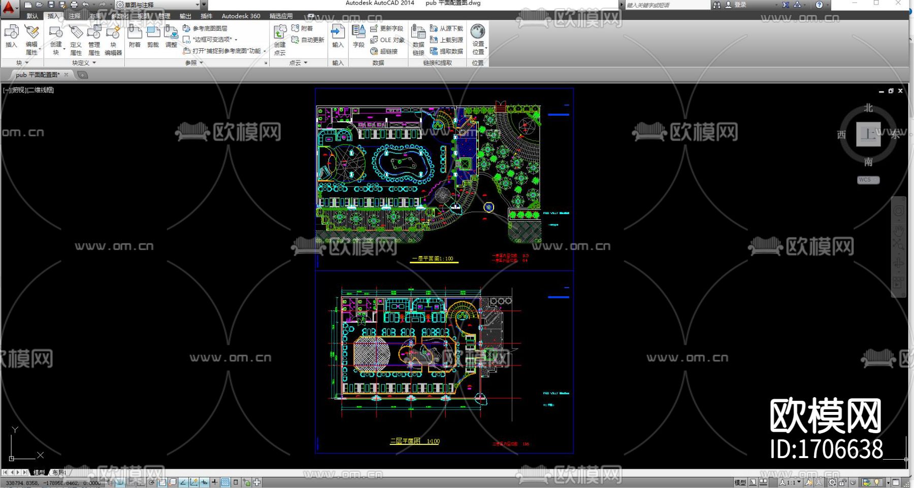 环境平面配置cad施工图下载（渲染图3）