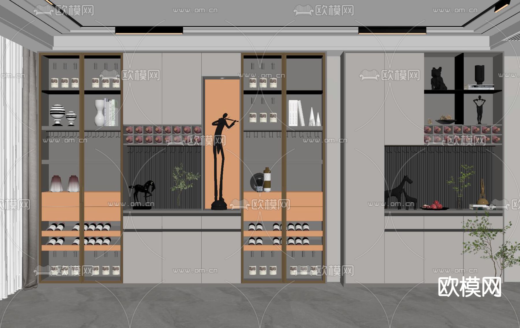 现代轻奢酒柜su模型下载（渲染图2）