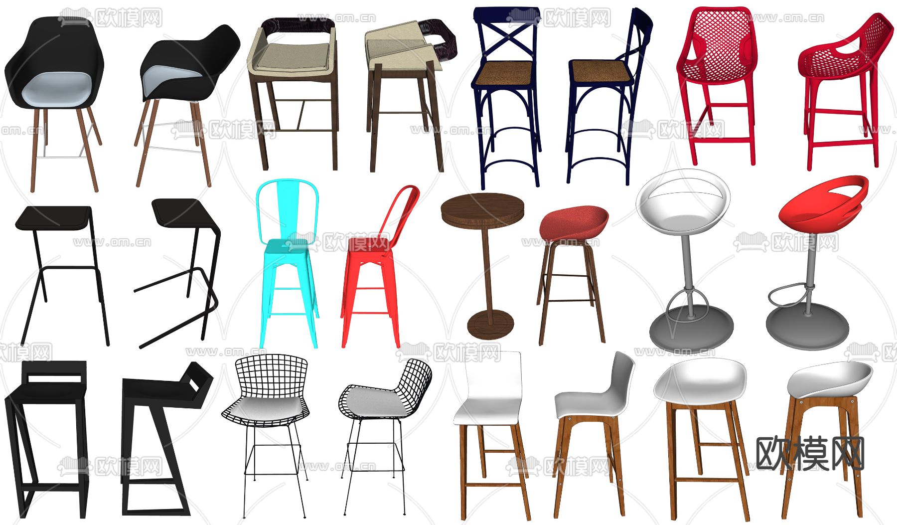 现代吧椅吧凳su模型下载