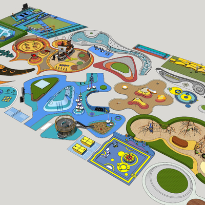  现代儿童游乐设施su模型 