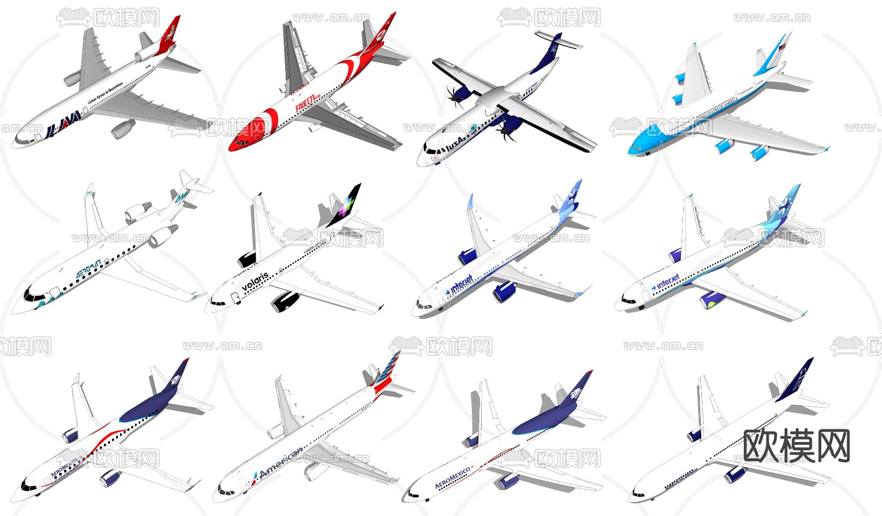 现代客机飞机su模型下载