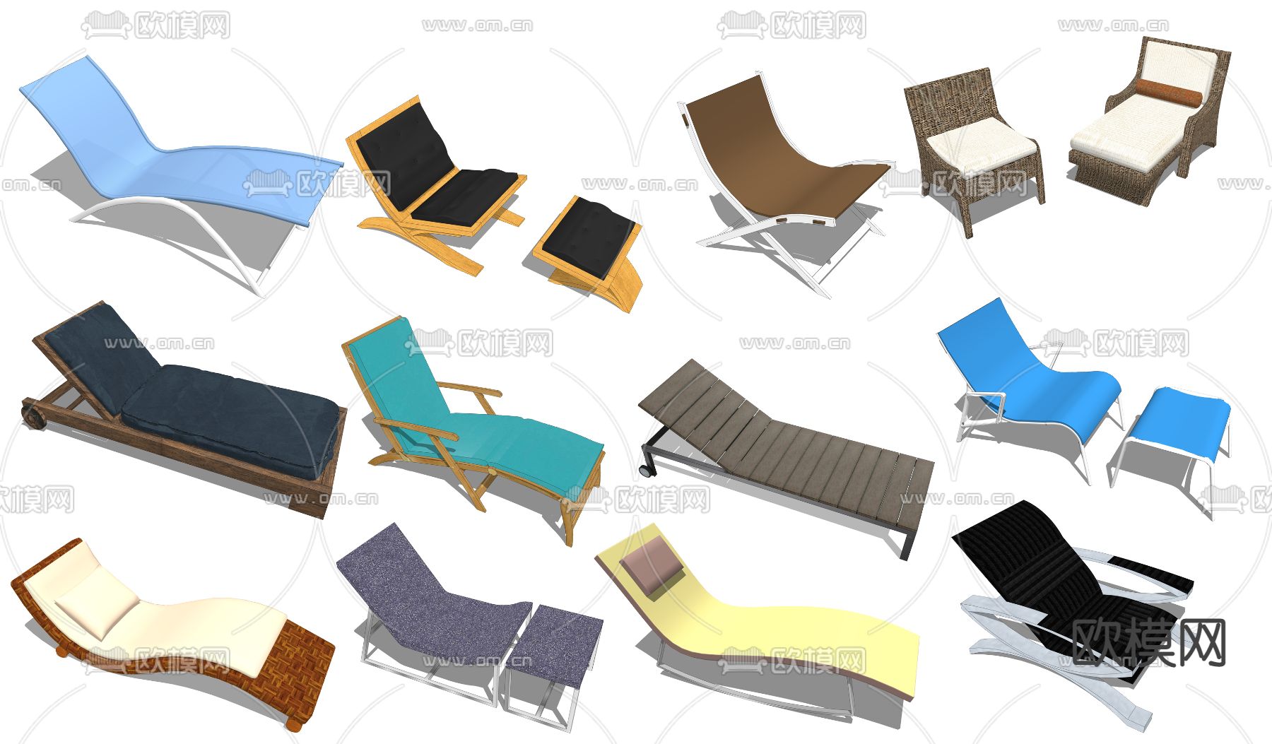 现代躺椅休闲椅su模型下载