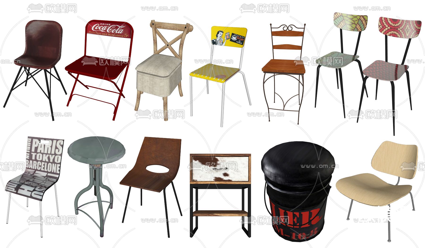 工业风休闲椅子su模型下载