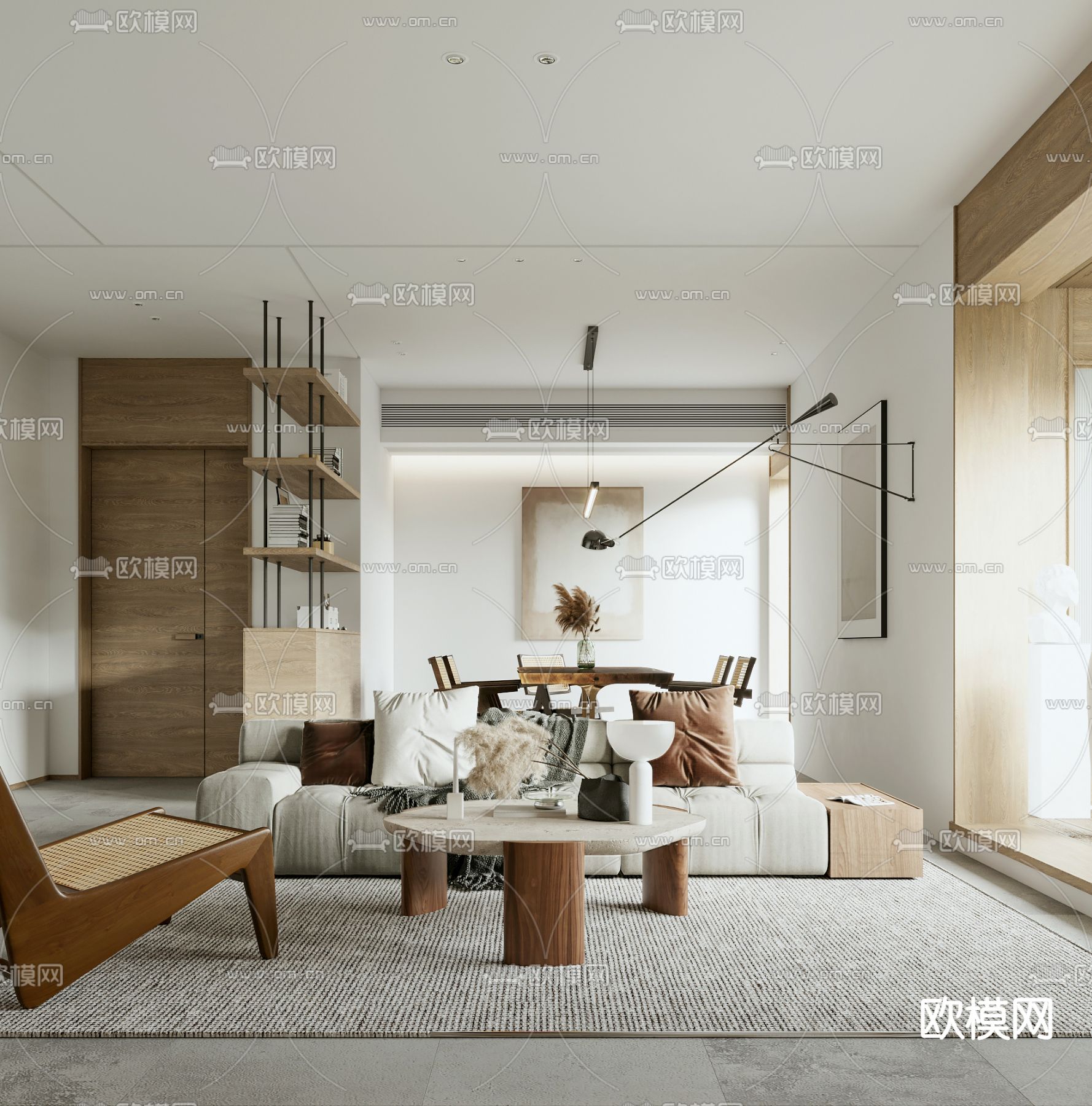北欧客厅3d模型下载（渲染图1）