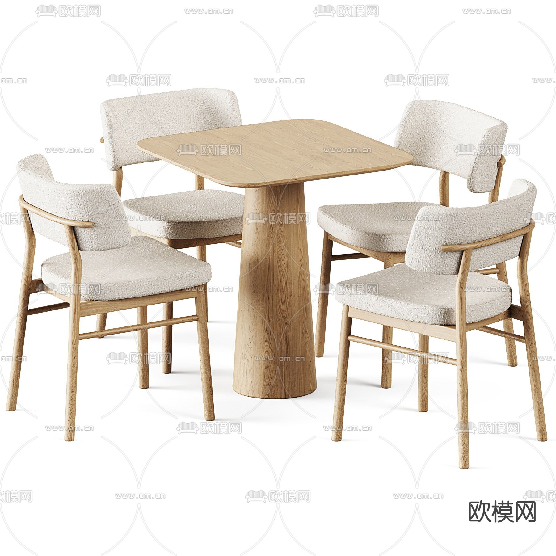 北欧实木休闲桌椅3d模型下载（渲染图1）
