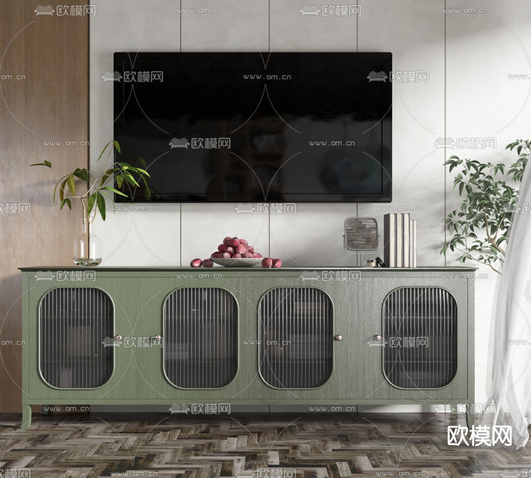 北欧玻璃电视柜3d模型