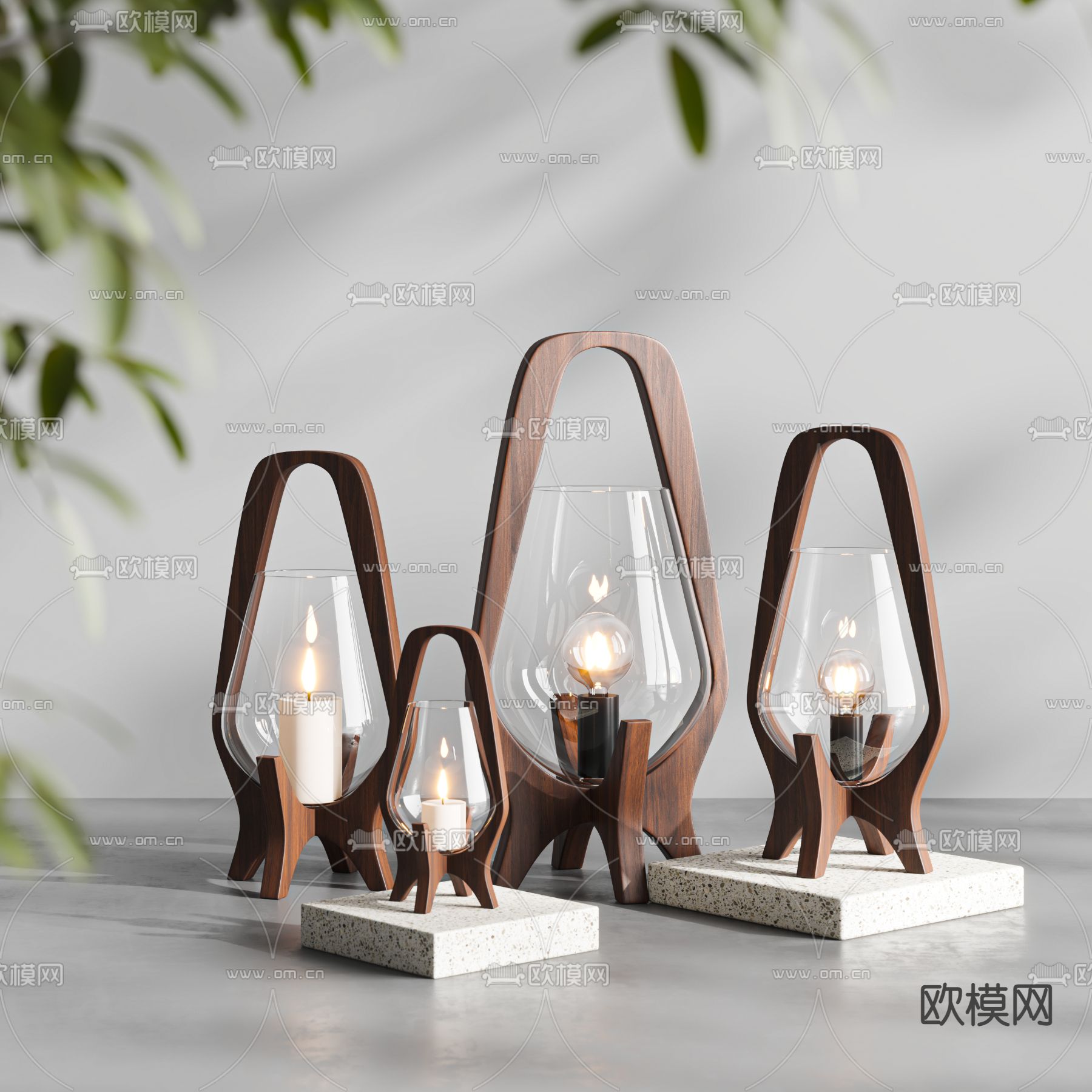 现代玻璃烛台灯3d模型