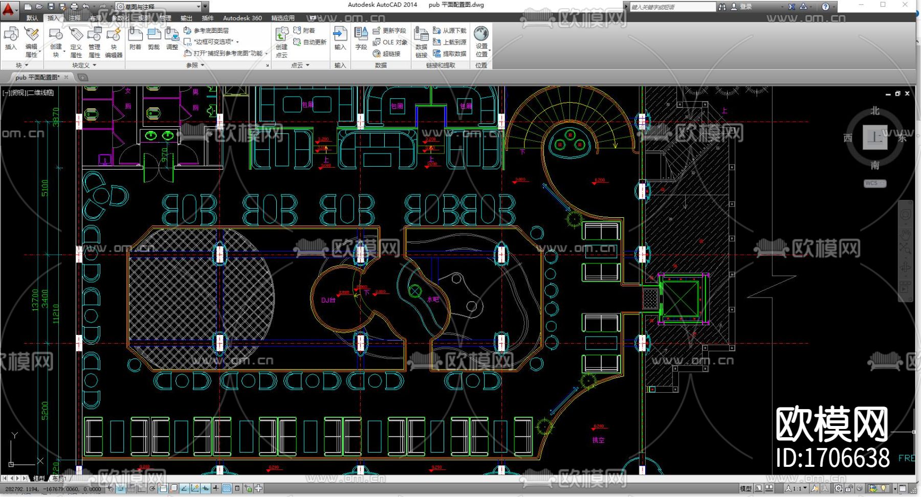 环境平面配置cad施工图下载（渲染图2）