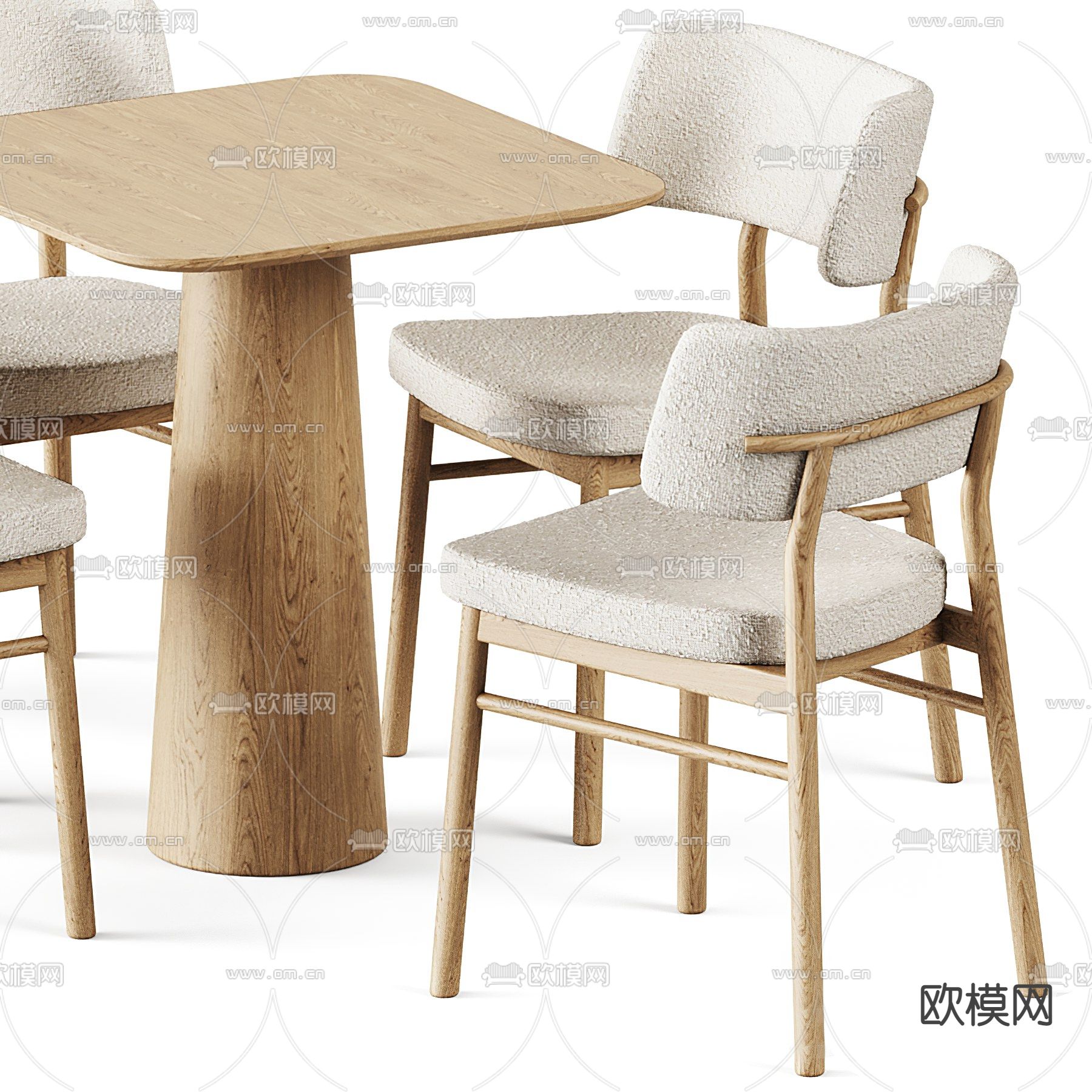 北欧实木休闲桌椅3d模型下载（渲染图3）