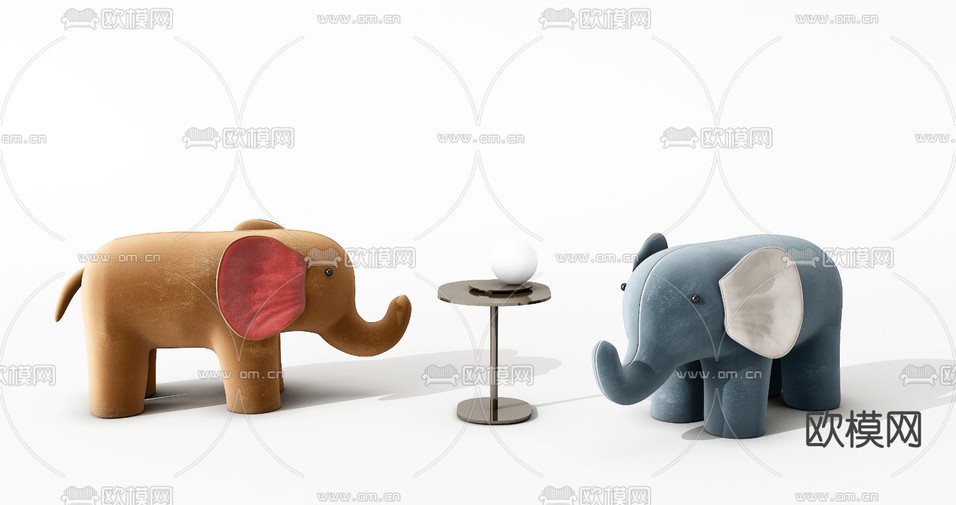 现代布艺动物儿童凳3d模型下载(渲染图2)