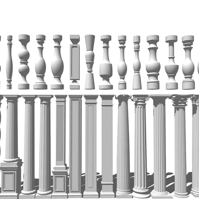 欧式罗马柱su模型 