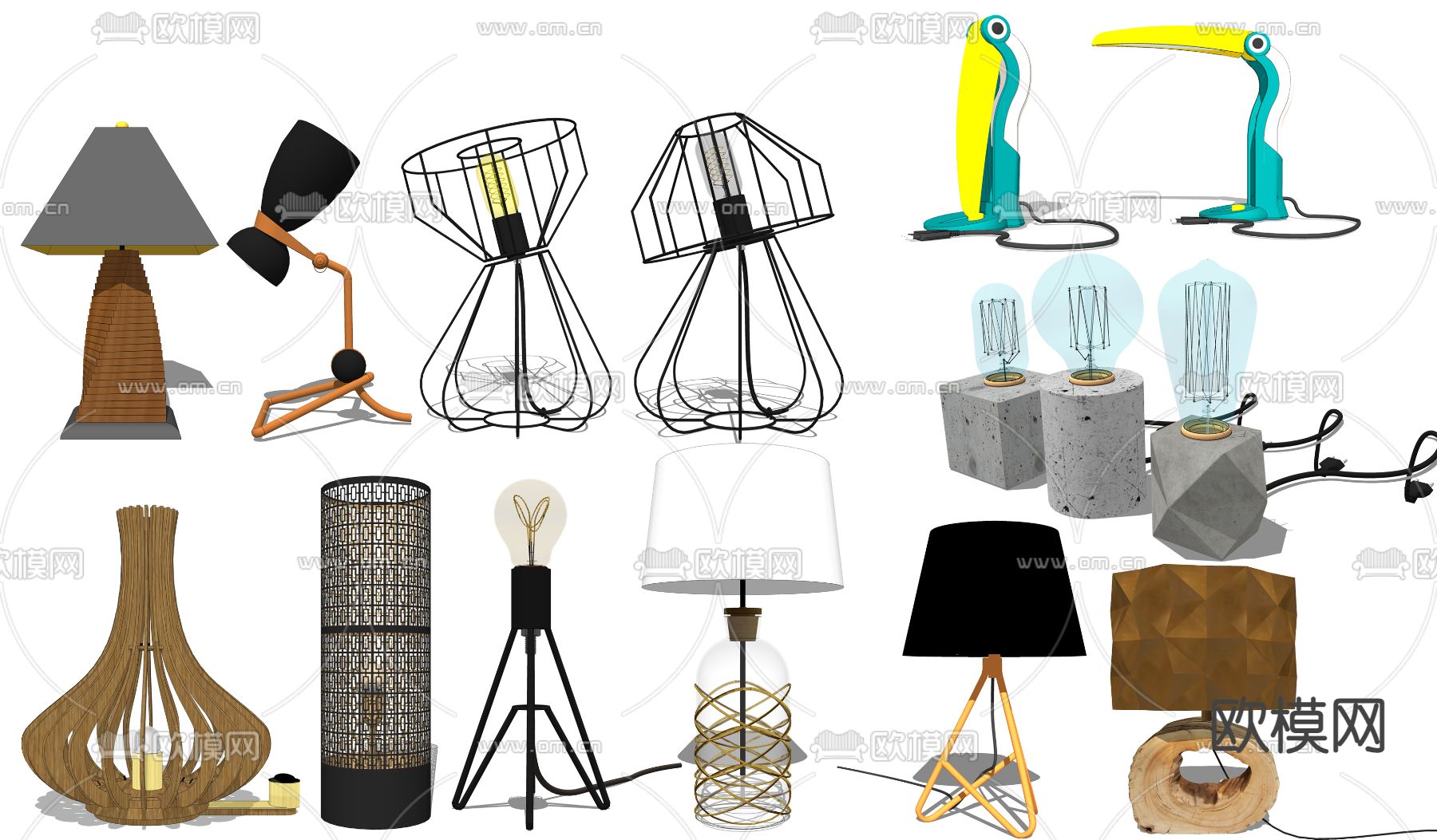 工业风台灯su模型下载
