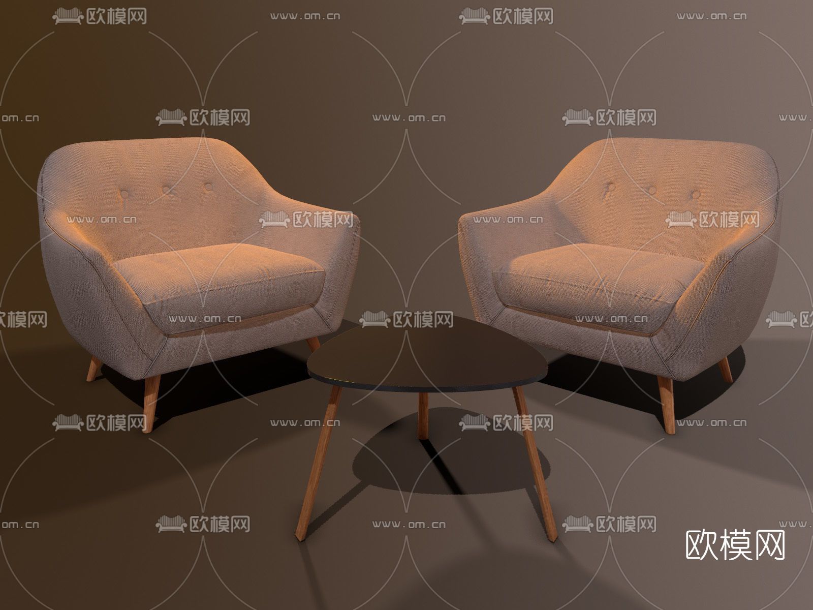 北欧布艺单人沙发免费3d模型下载