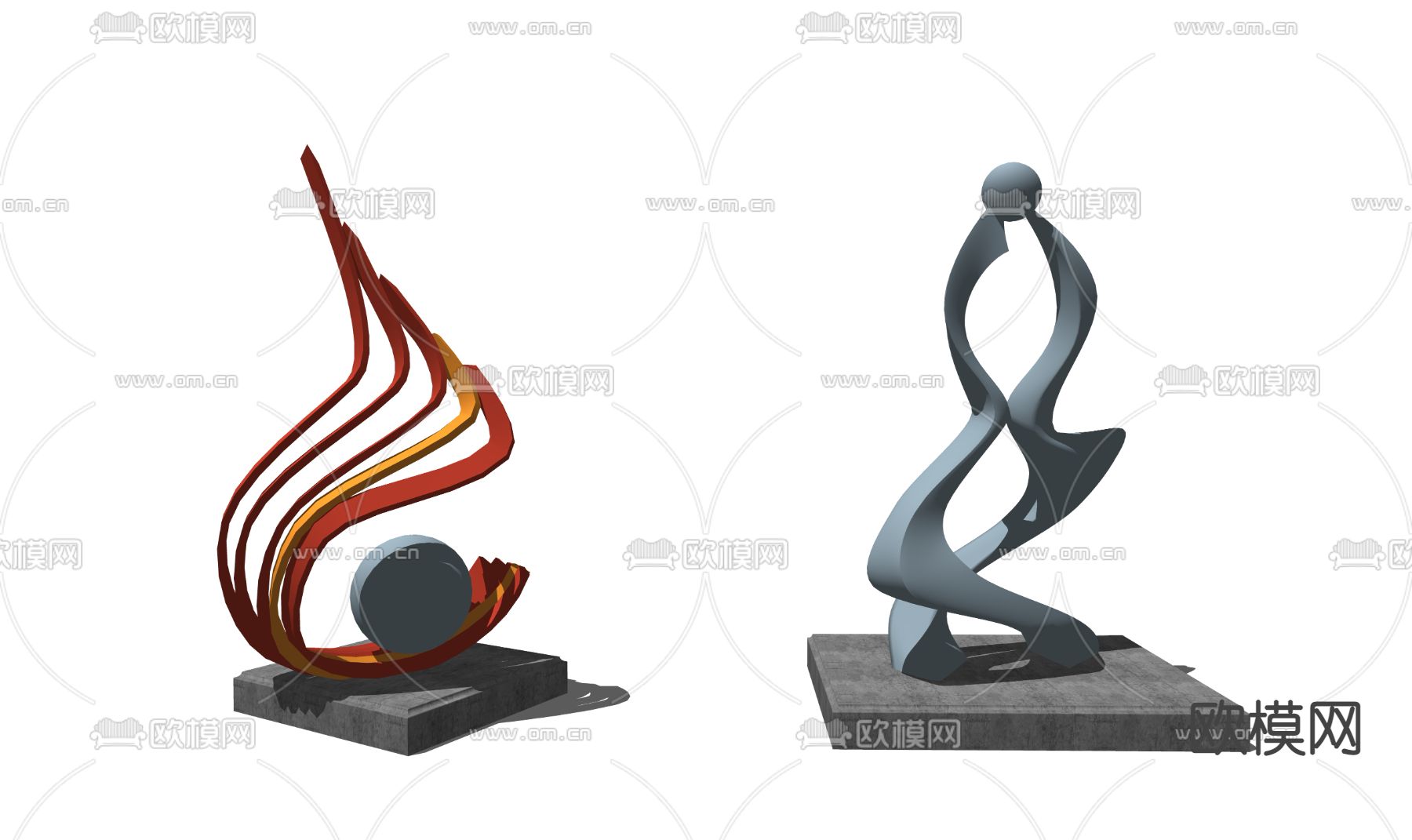 现代城市艺术雕塑su模型下载