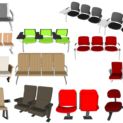  现代公用椅su模型 