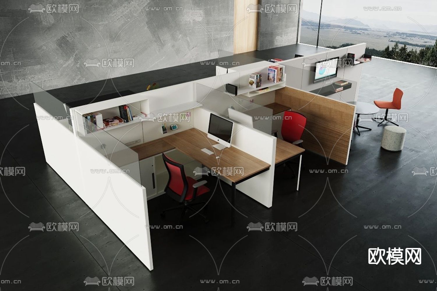 现代办公桌3d模型