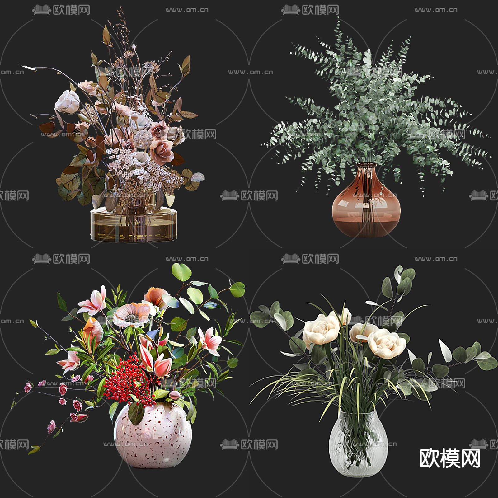现代花艺花瓶3d模型